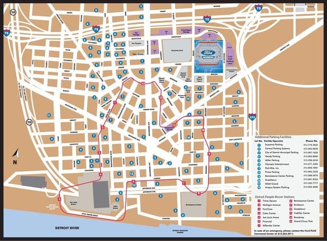 Mappa delle stazioni della metropolitana di Detroit