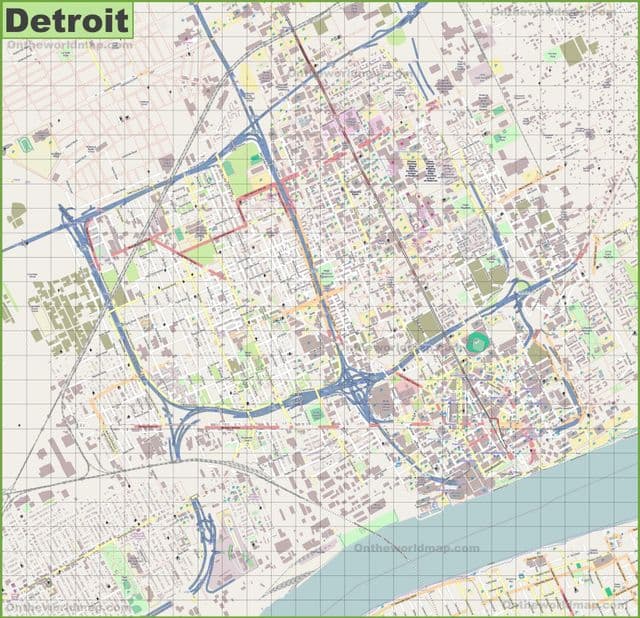 Mappa delle strade di Detroit