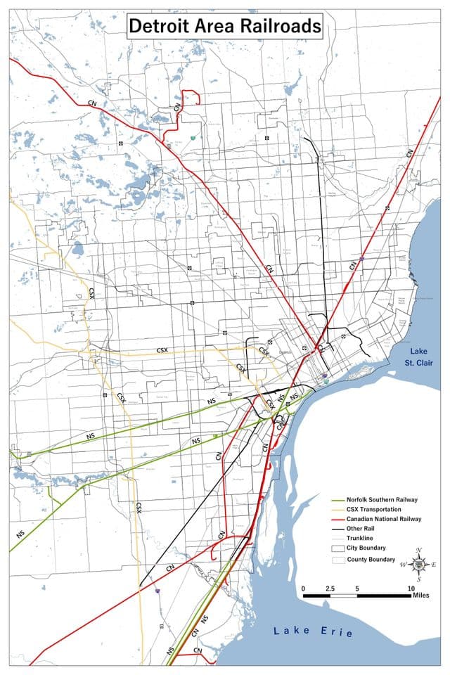 Mappa delle stazioni ferroviarie di Detroit
