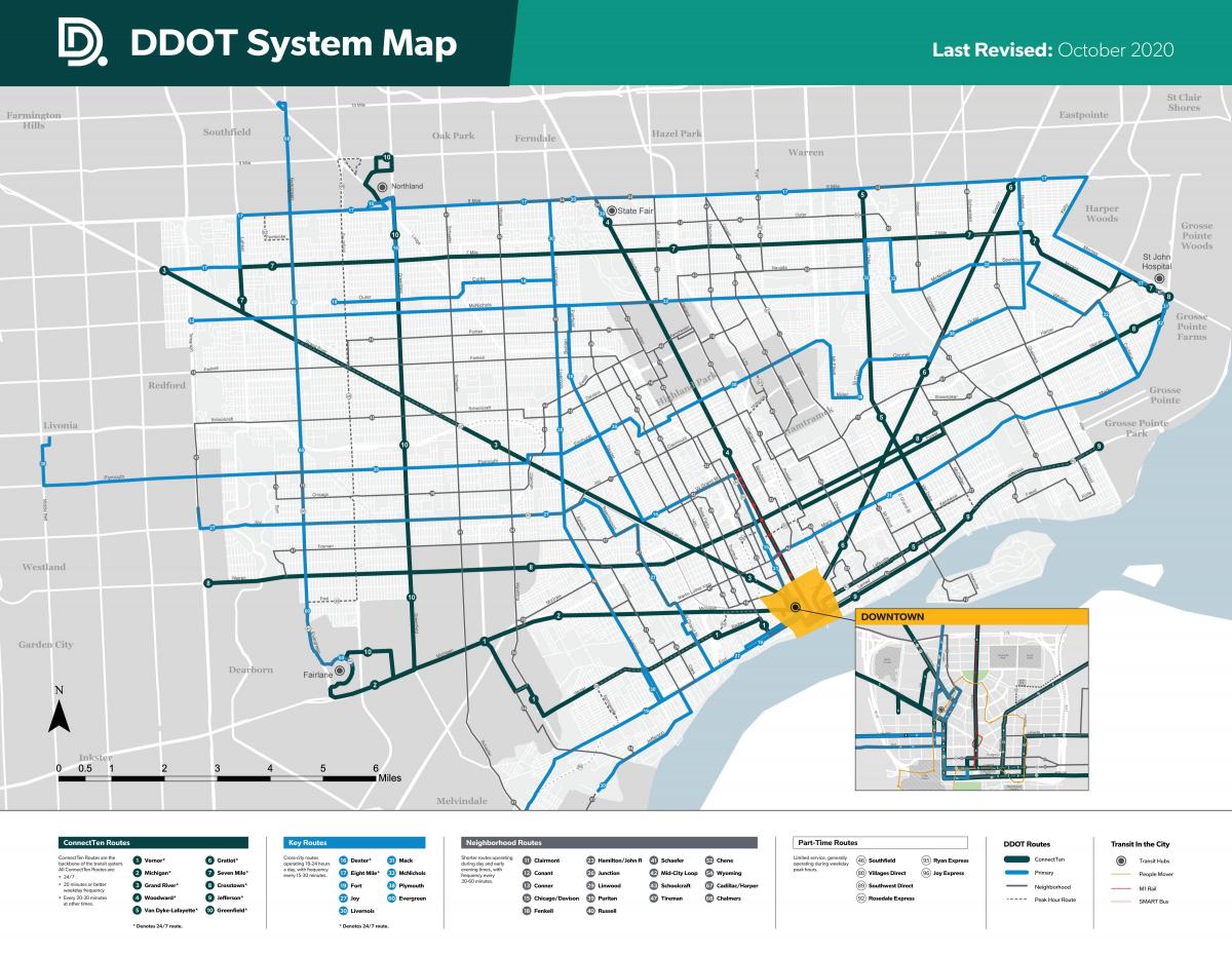 Mappa della stazione degli autobus di Detroit