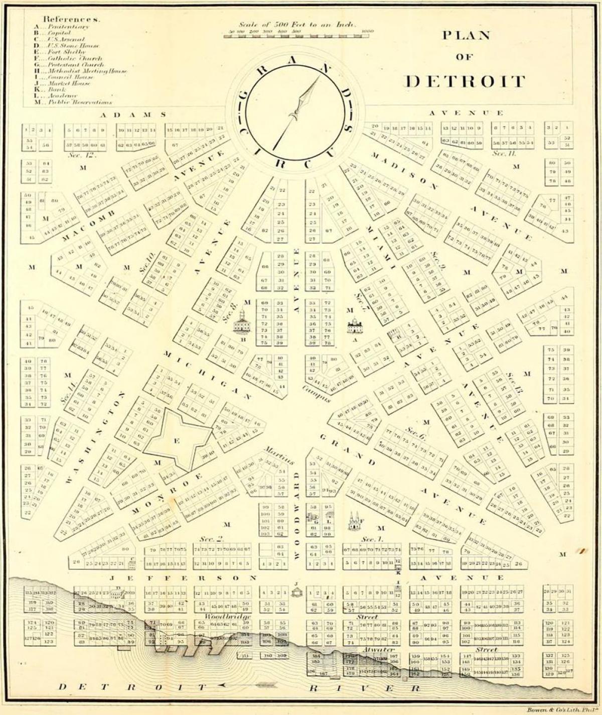 Mappa storica di Detroit