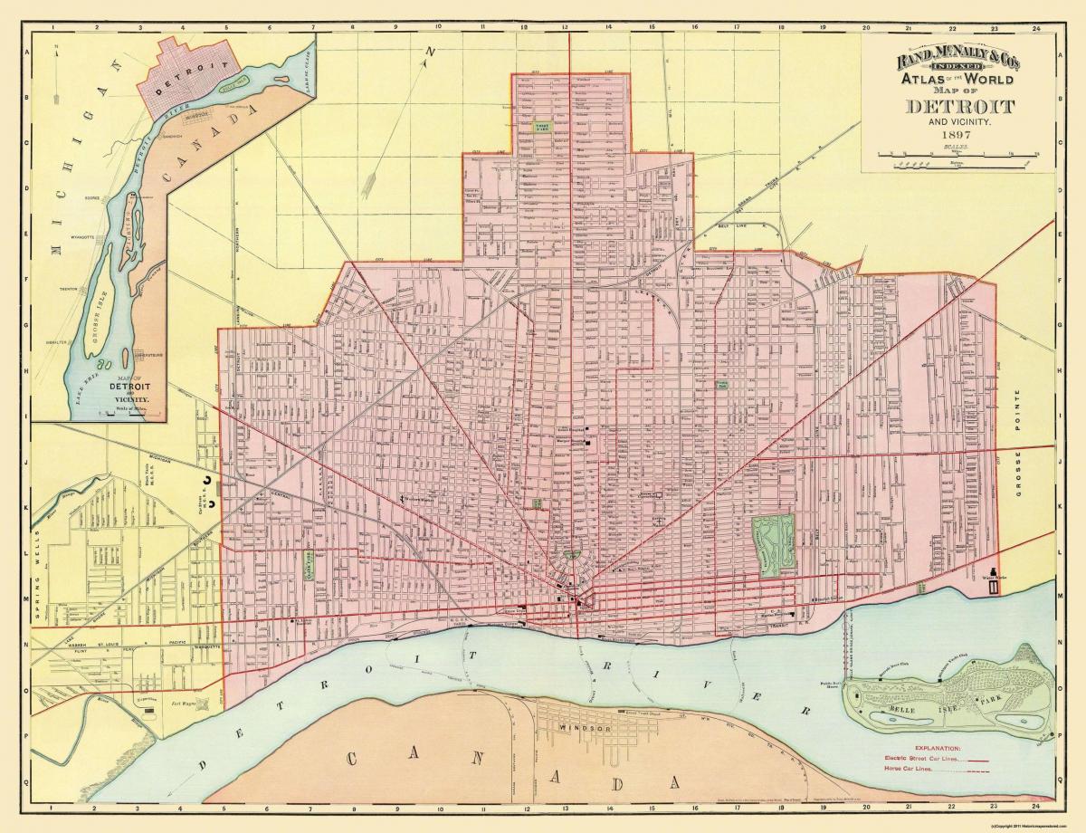 Mappa antica di Detroit