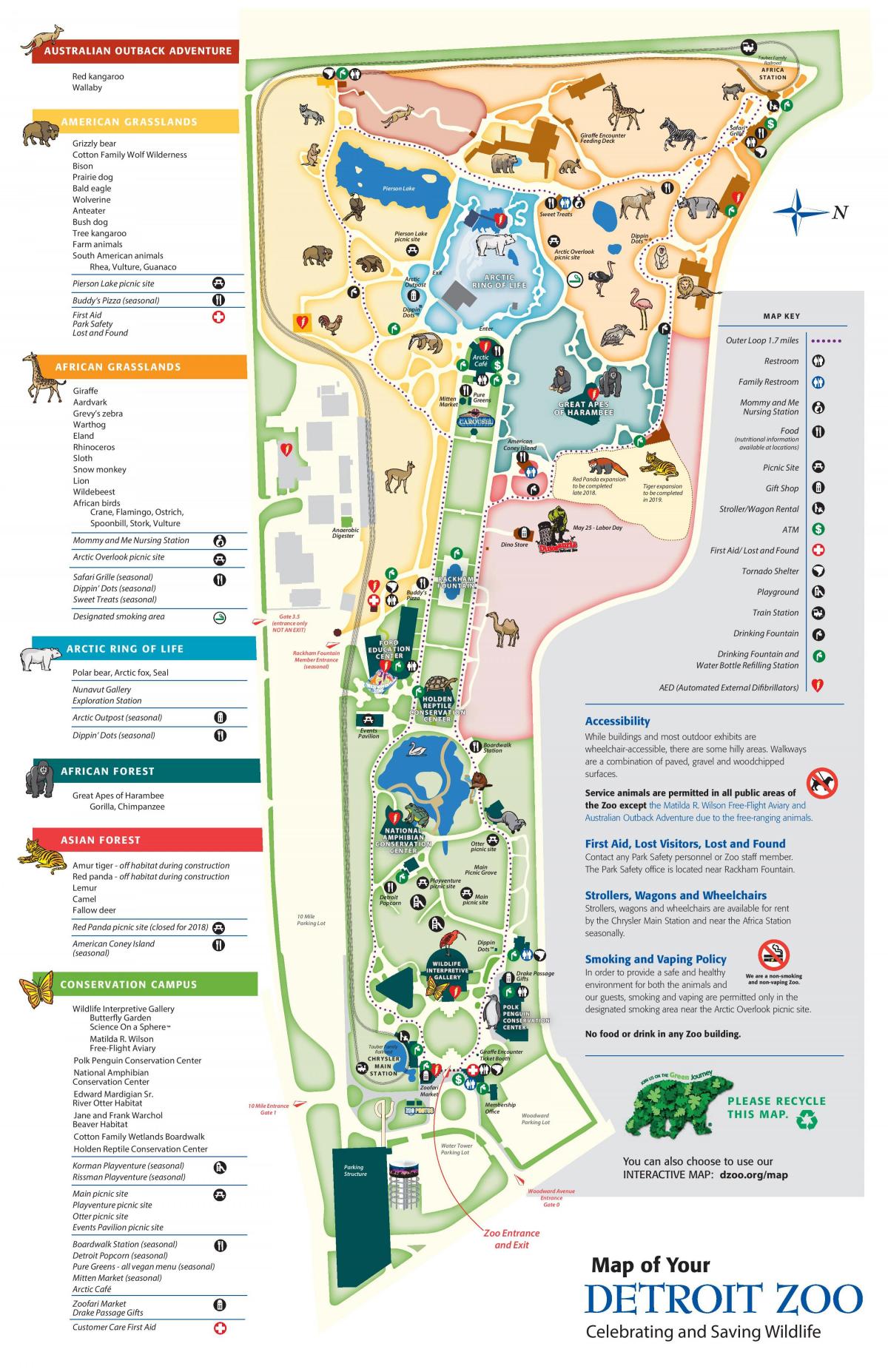 Mappa del parco dello zoo di Detroit