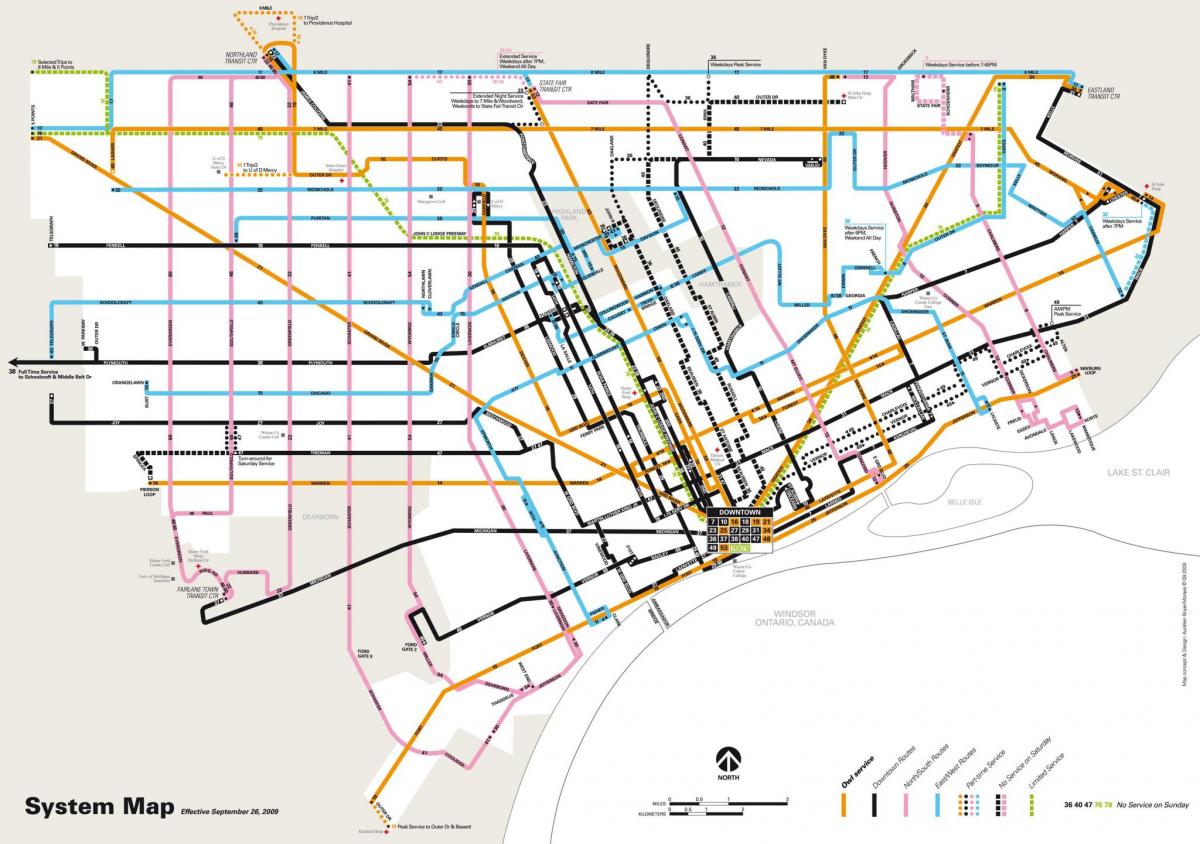 Mappa dei trasporti di Detroit