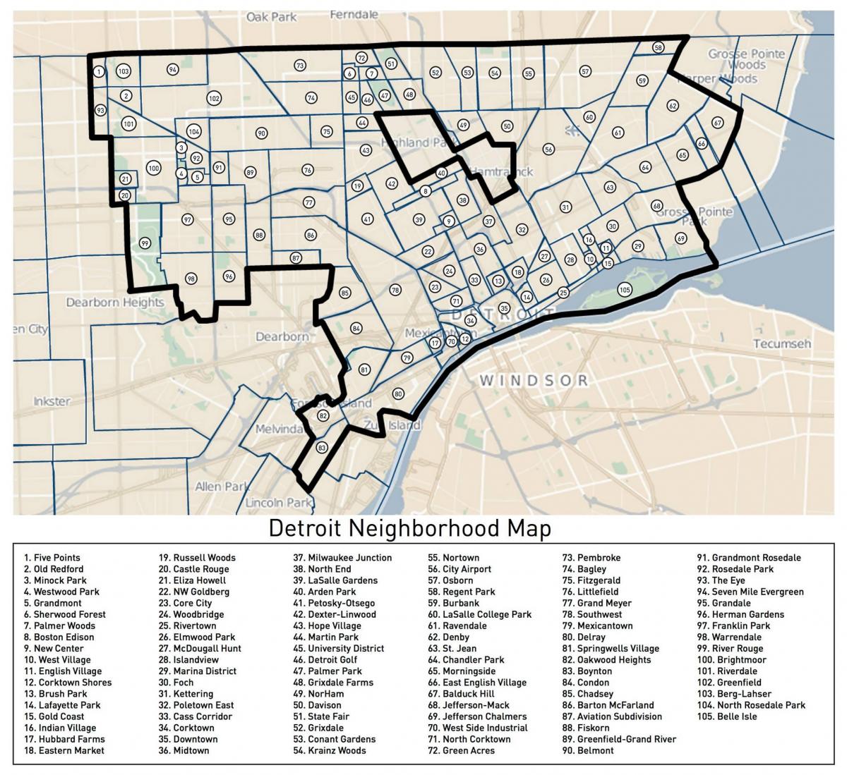 Mappa dei quartieri di Detroit